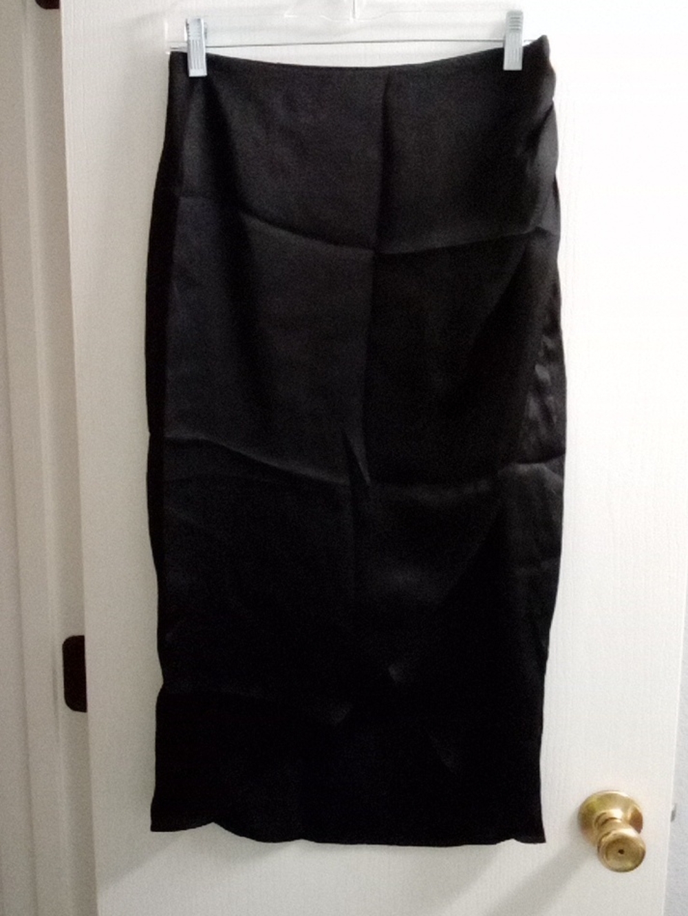 Express Black Satin Pencil Skirt